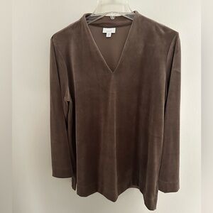 J Jill LP Purejill tunic, mocha color velour top, worn twice ex cond